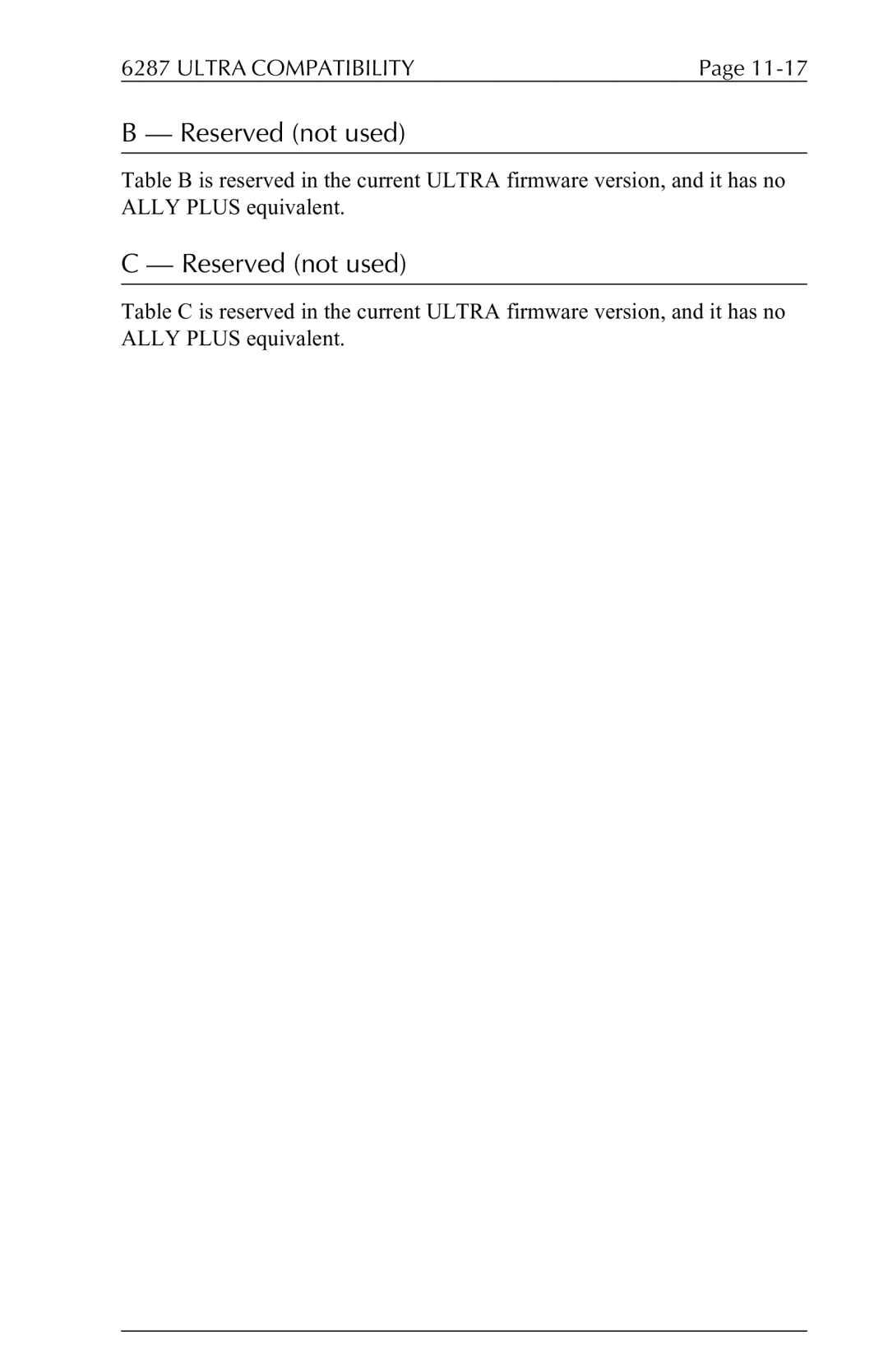 Xerox 6287 user manual Reserved not used 