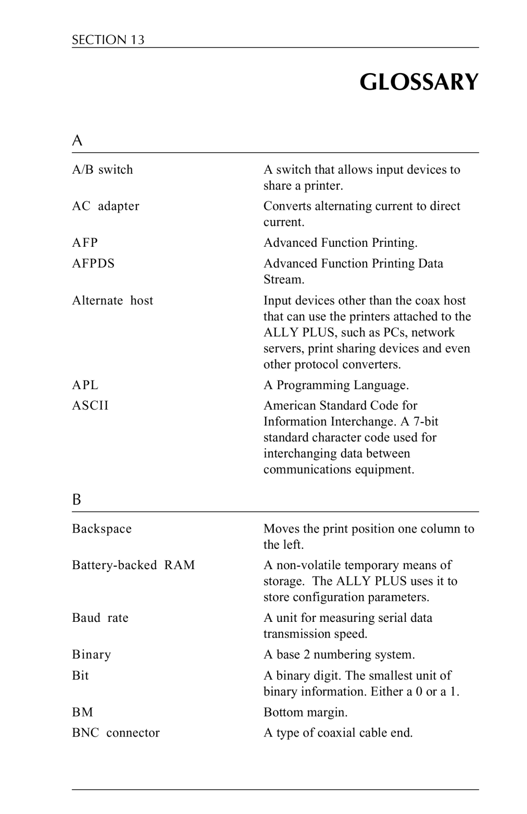 Xerox 6287 user manual Afpds, Apl, Ascii 