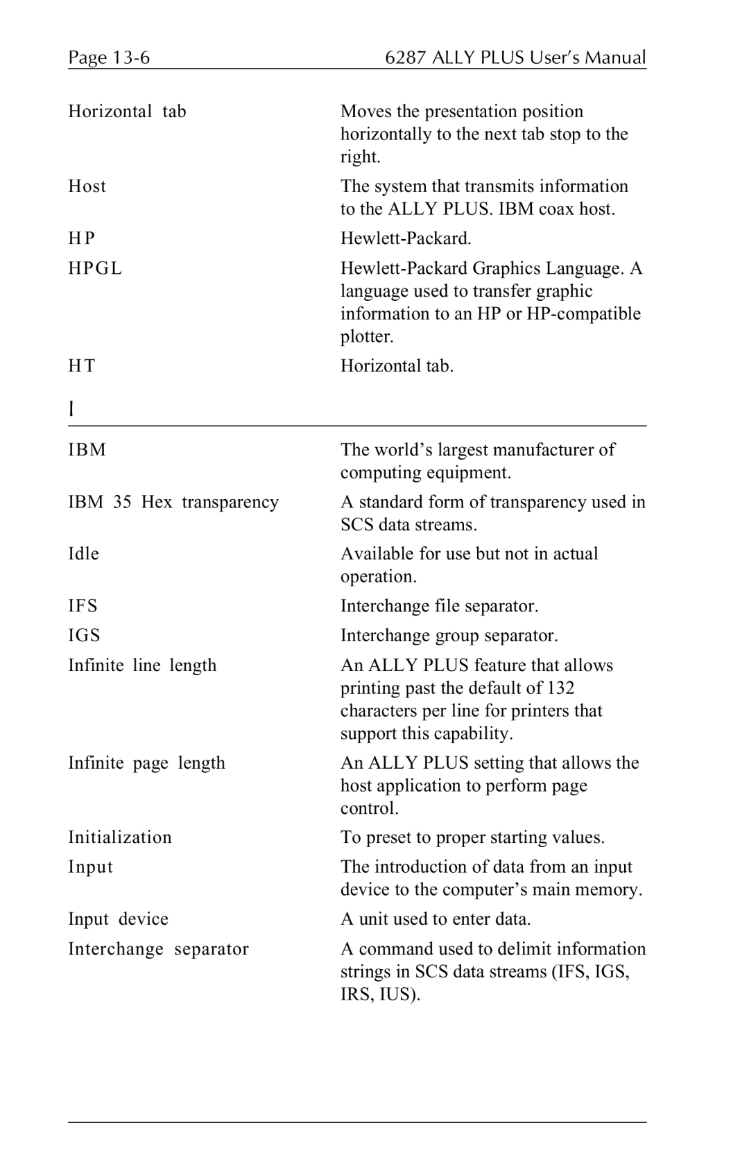 Xerox 6287 user manual Hpgl, Ibm, Ifs, Igs, Irs, Ius 