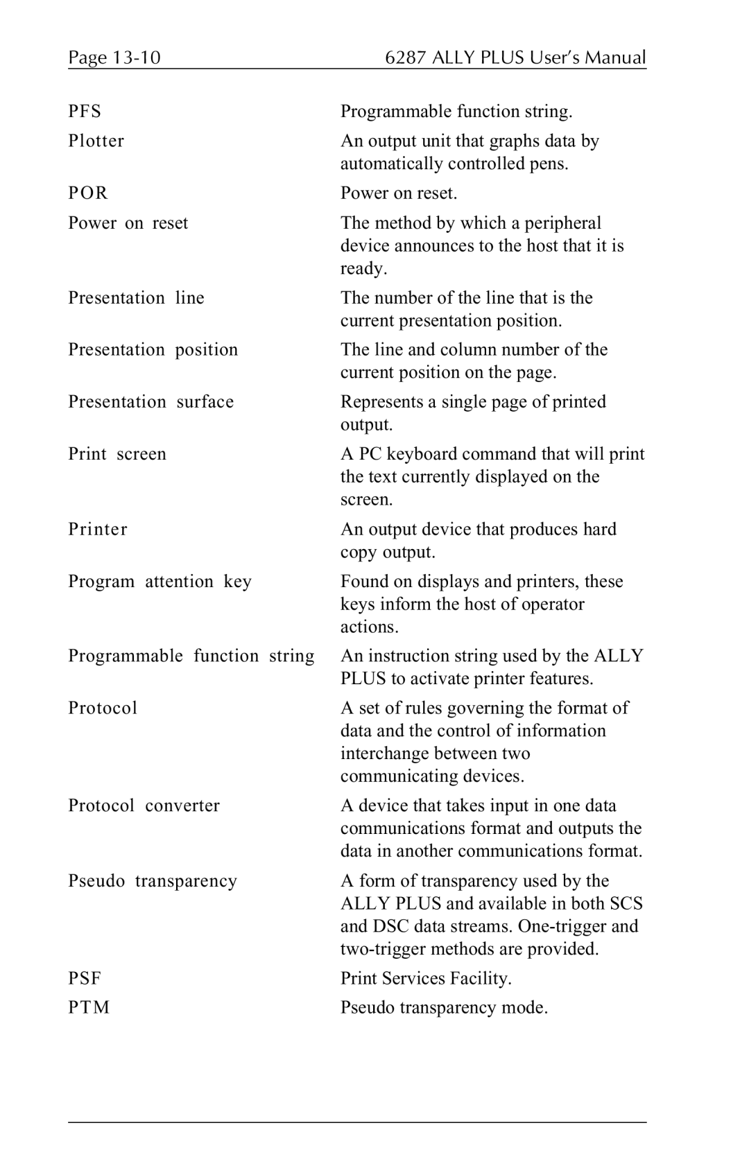 Xerox 6287 user manual Por, Psf, Ptm 