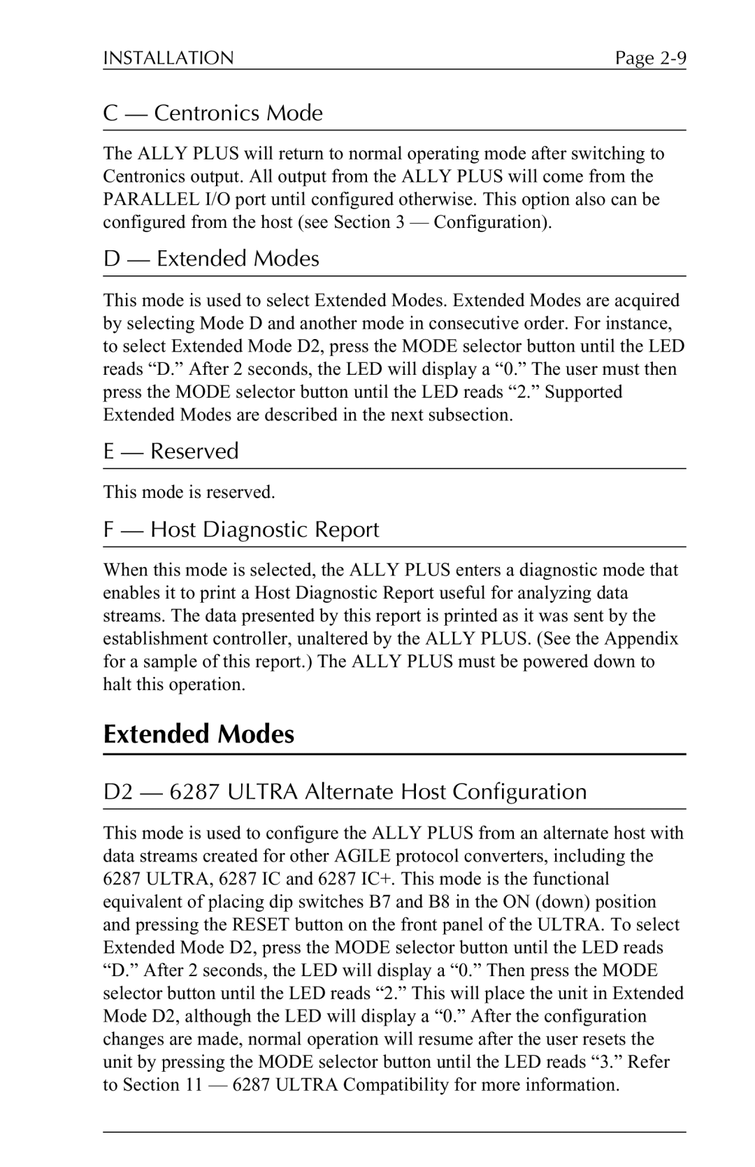 Xerox 6287 user manual Extended Modes 