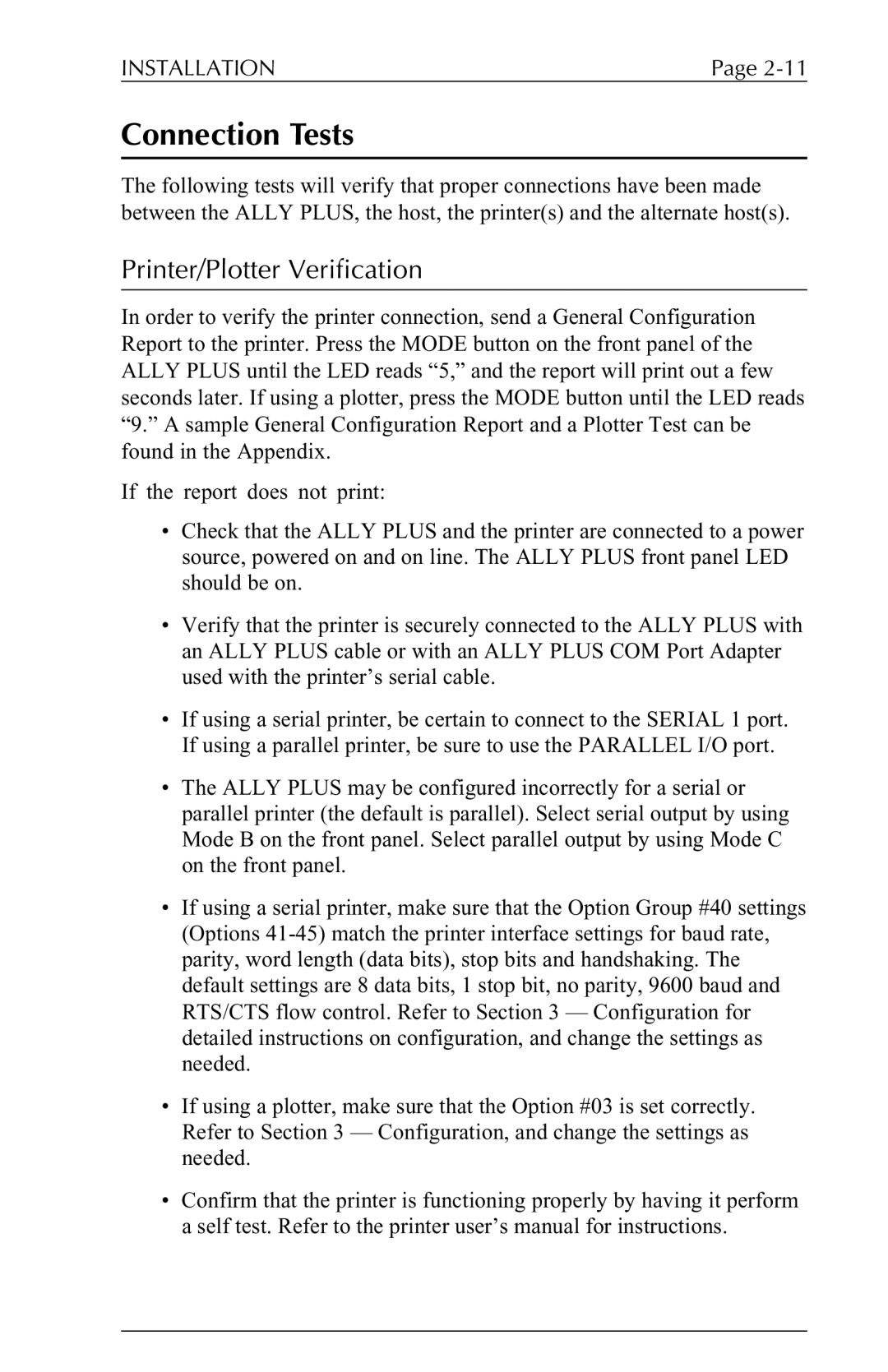 Xerox 6287 user manual Connection Tests, Printer/Plotter Verification 