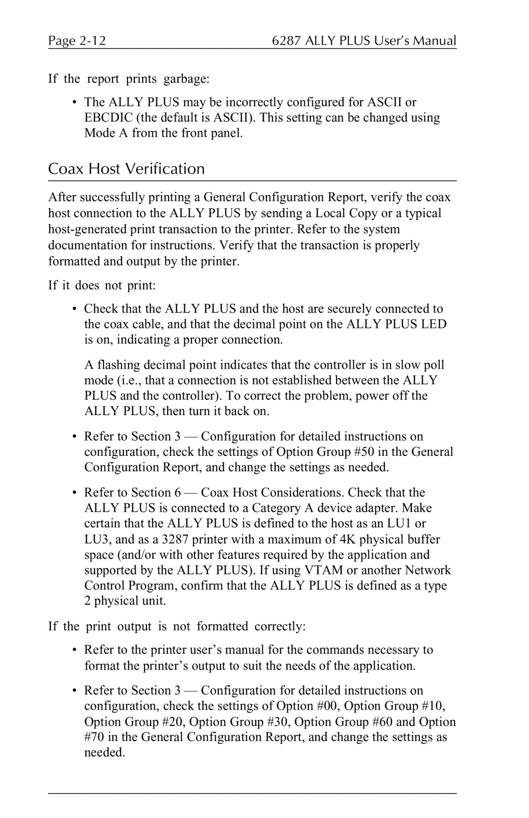 Xerox 6287 user manual Coax Host Verification 