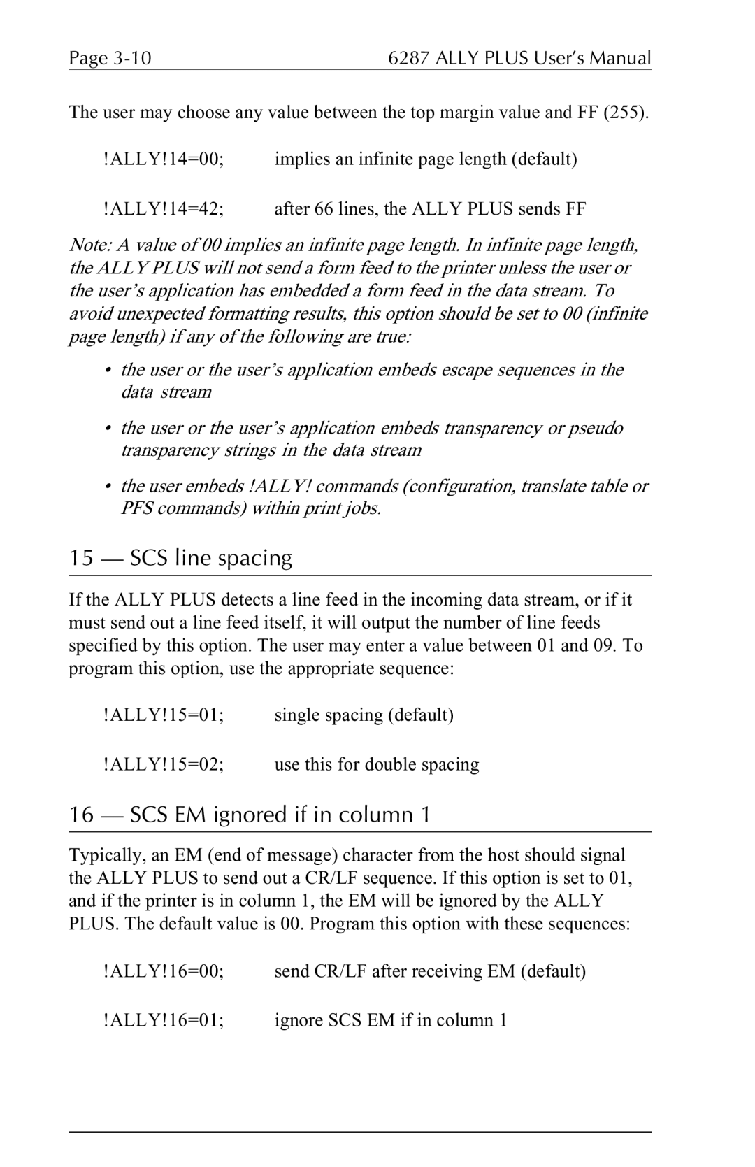 Xerox 6287 user manual SCS line spacing, SCS EM ignored if in column 