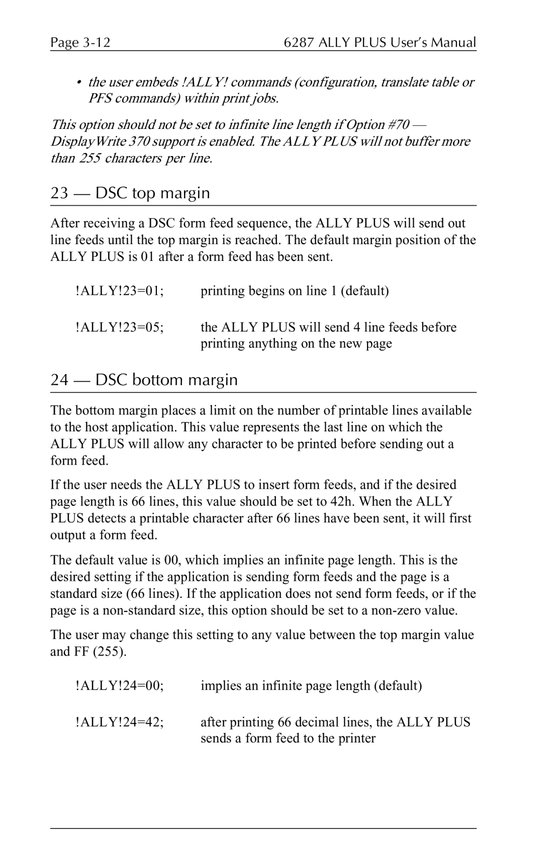 Xerox 6287 user manual DSC top margin, DSC bottom margin 