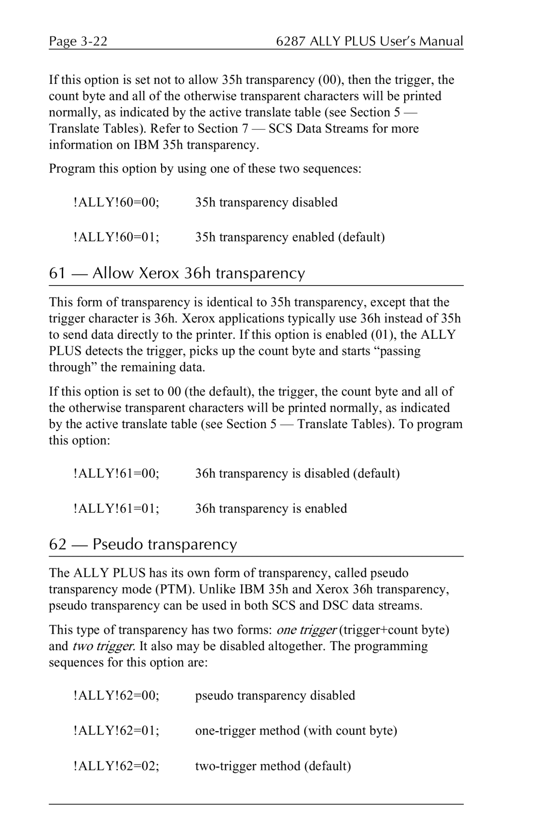 Xerox 6287 user manual Allow Xerox 36h transparency, Pseudo transparency 