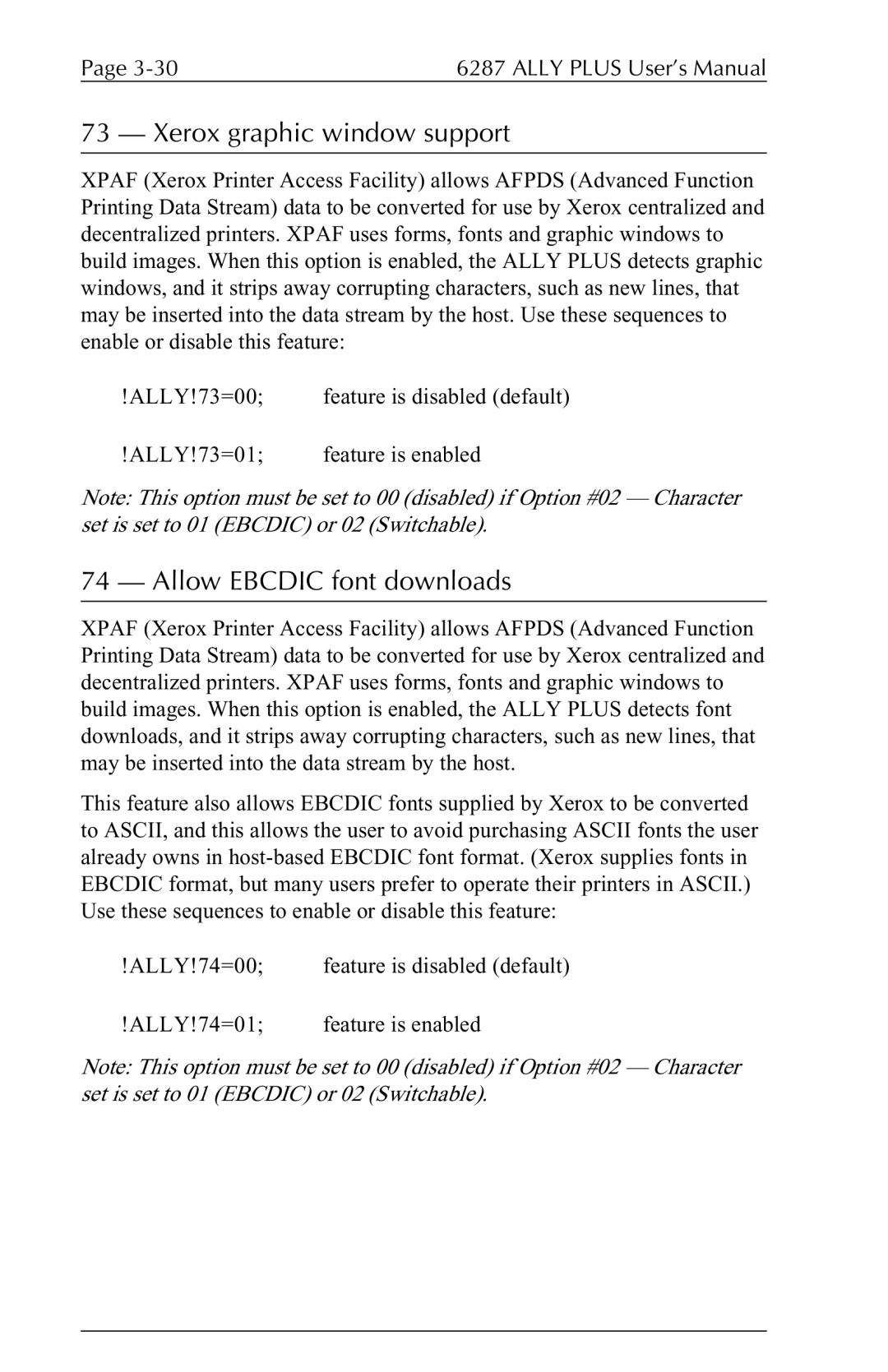 Xerox 6287 user manual Xerox graphic window support, Allow Ebcdic font downloads 