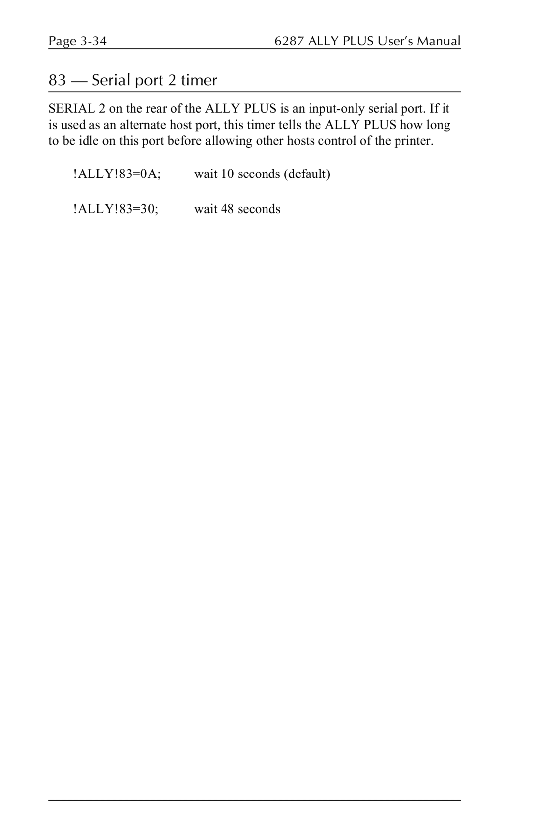 Xerox 6287 user manual Serial port 2 timer 