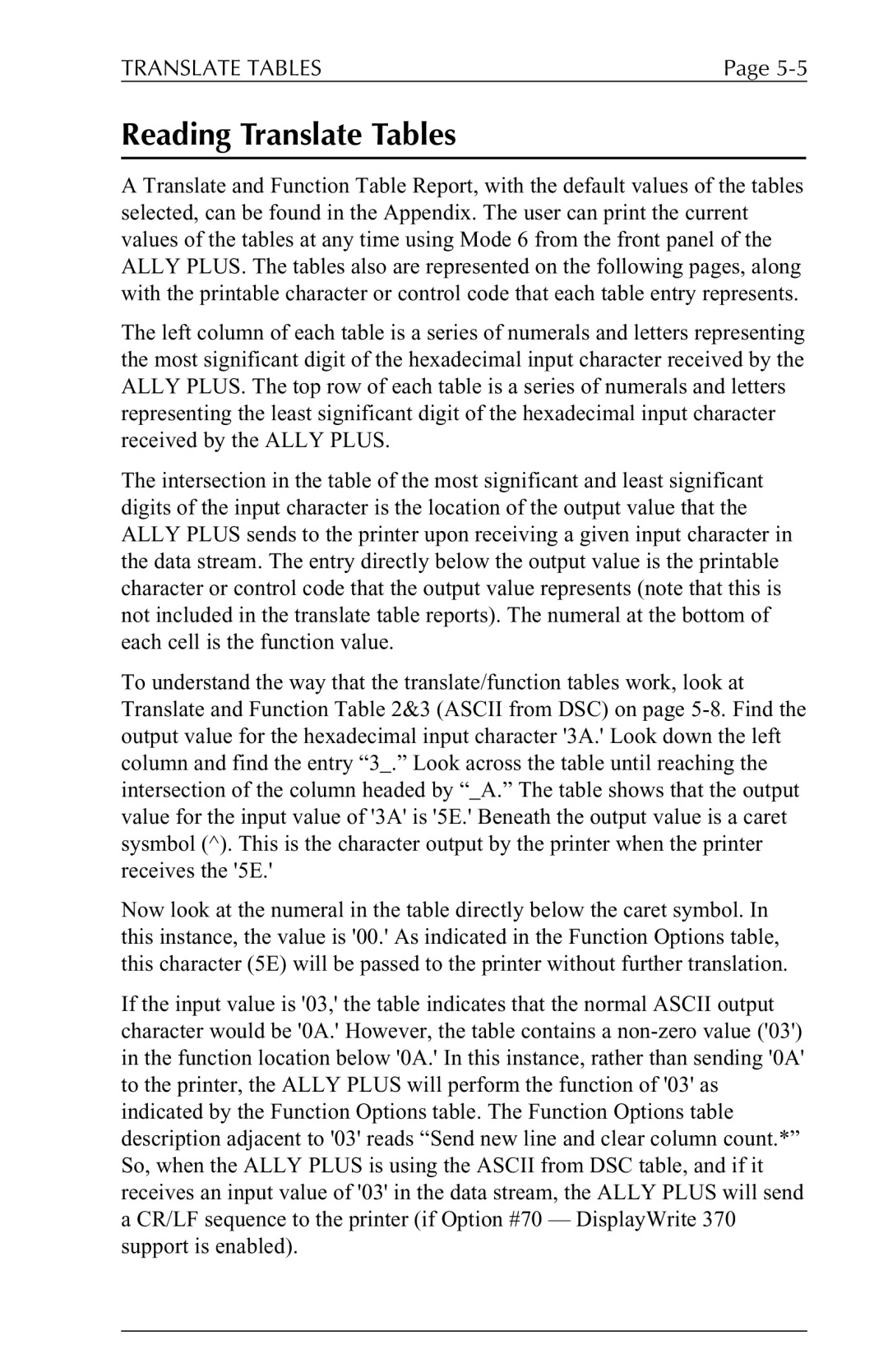 Xerox 6287 user manual Reading Translate Tables 