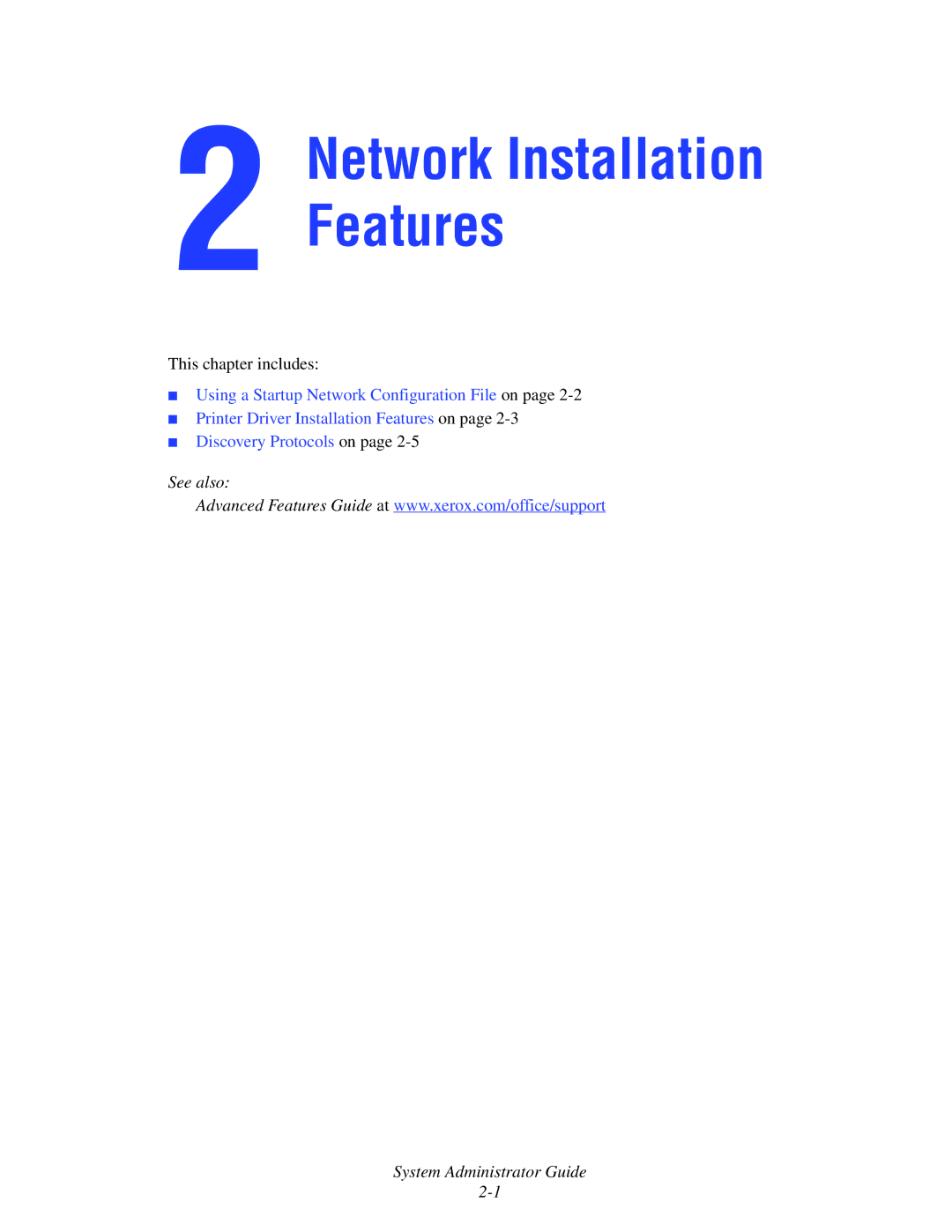 Xerox 6300, 6350, 8500, 8550 manual Network Installation Features 