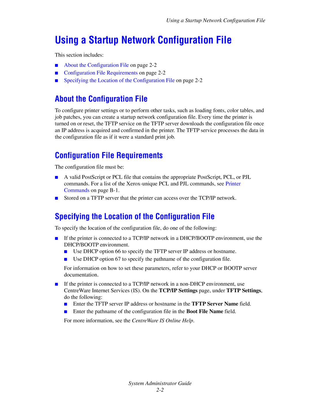 Xerox 6300, 6350, 8500, 8550 manual Using a Startup Network Configuration File, About the Configuration File 