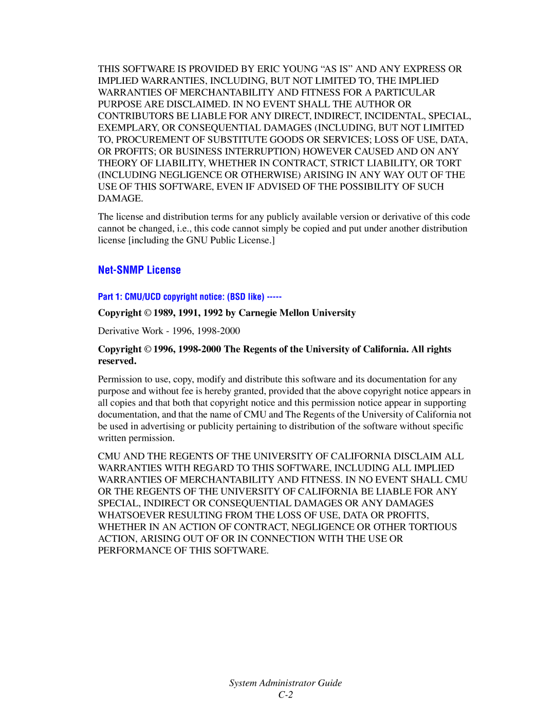 Xerox 6300, 6350, 8500, 8550 manual Net-SNMP License, Copyright 1989, 1991, 1992 by Carnegie Mellon University 