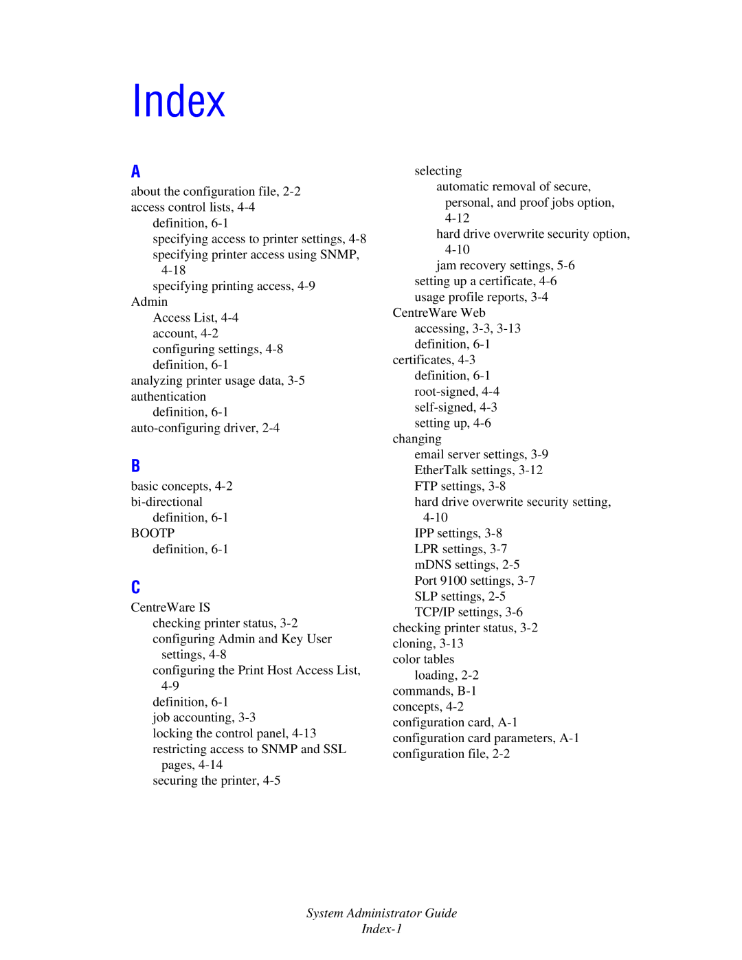 Xerox 6300, 6350, 8500, 8550 manual Index 