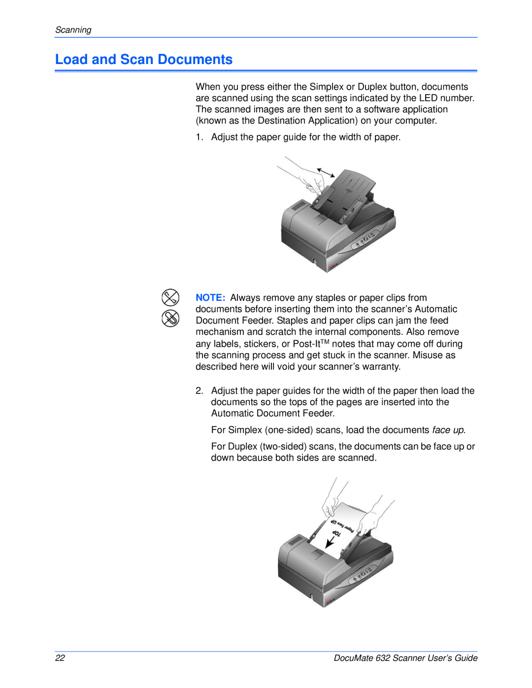 Xerox 632 manual Load and Scan Documents 