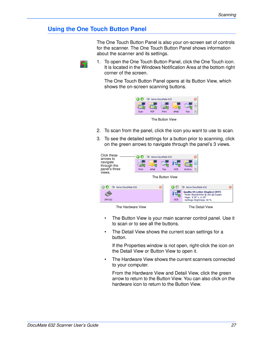 Xerox 632 manual Using the One Touch Button Panel 