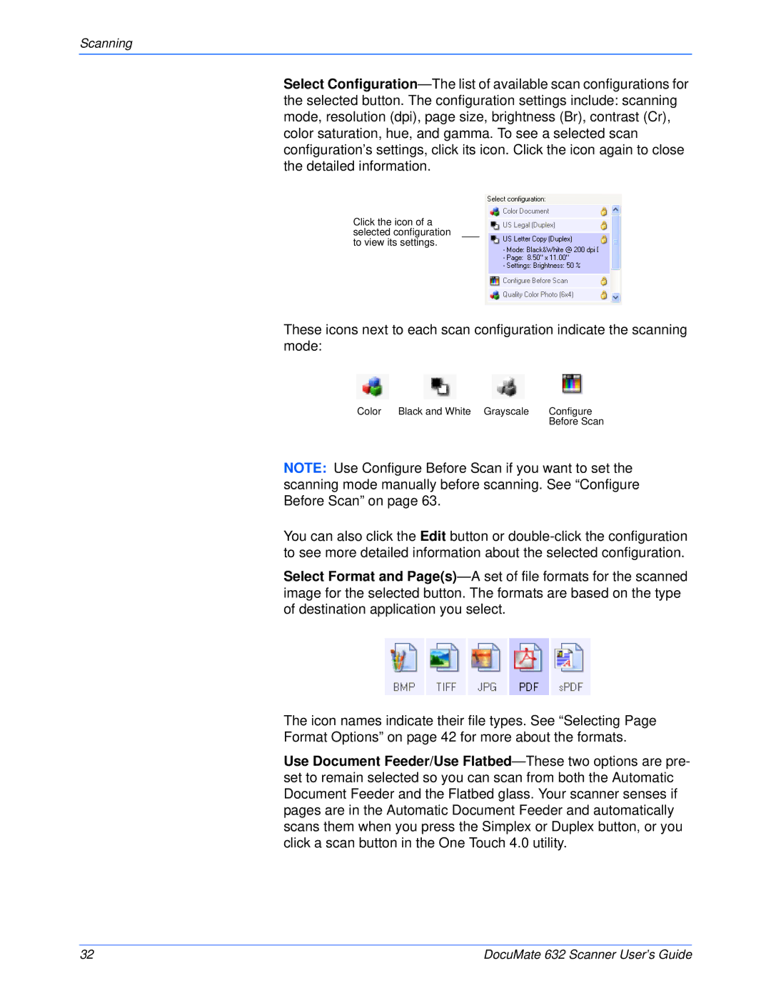 Xerox 632 manual Color Black and White Grayscale Configure 