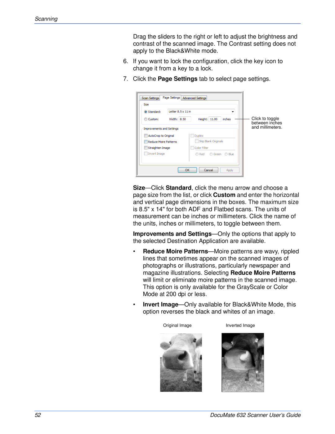 Xerox 632 manual Click to toggle between inches and millimeters 