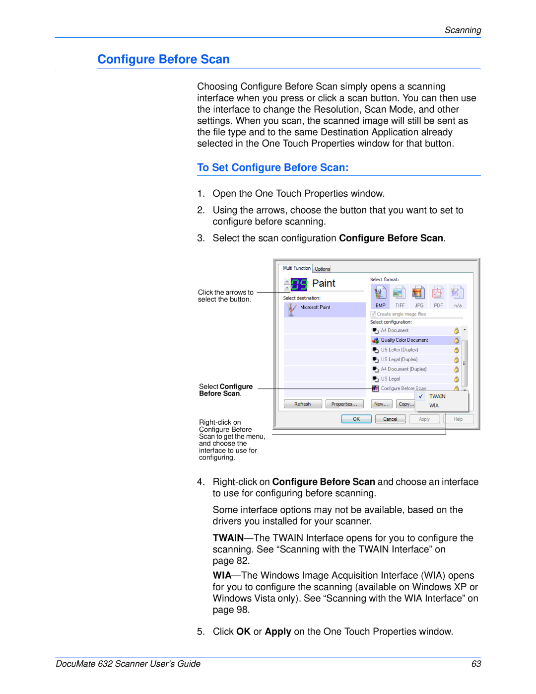 Xerox 632 manual To Set Configure Before Scan 