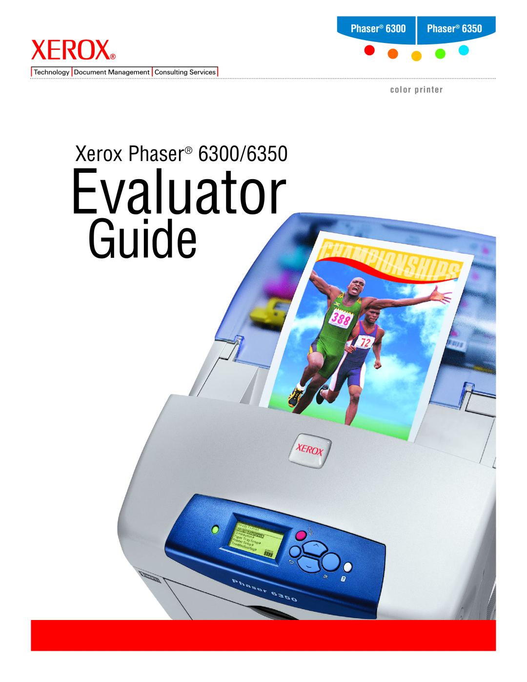 Xerox manual Evaluator, Guide, Xerox Phaser 6300/6350, color printer 