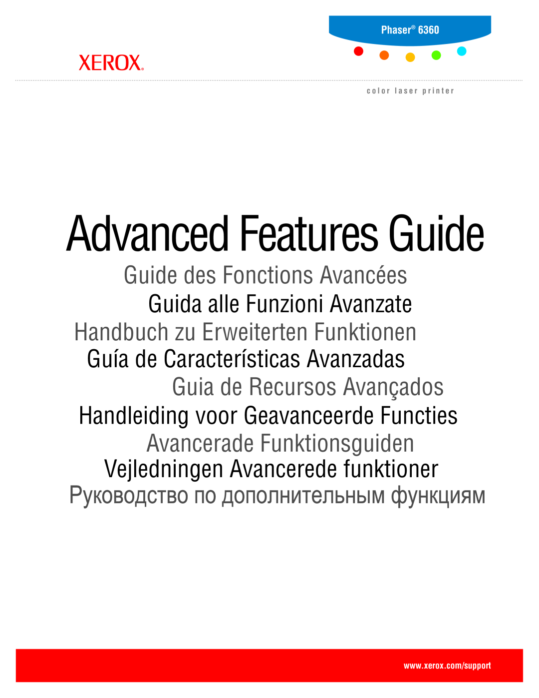 Xerox 6360 manual Advanced Features Guide, Vejledningen Avancerede funktioner 