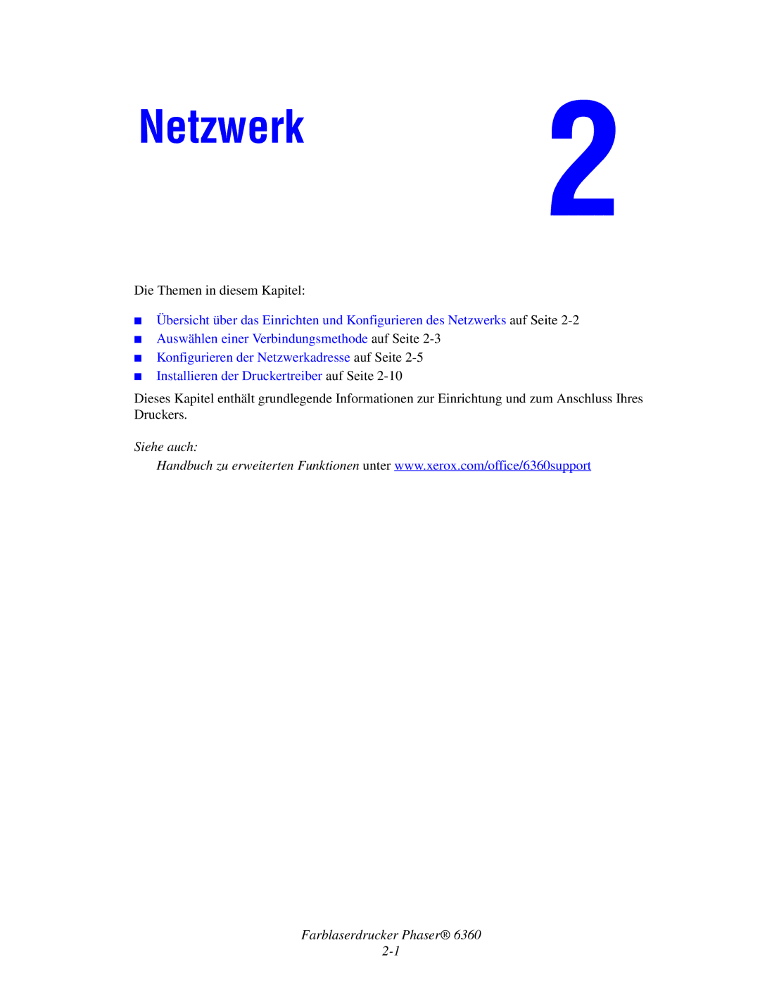 Xerox 6360 manual Netzwerk 