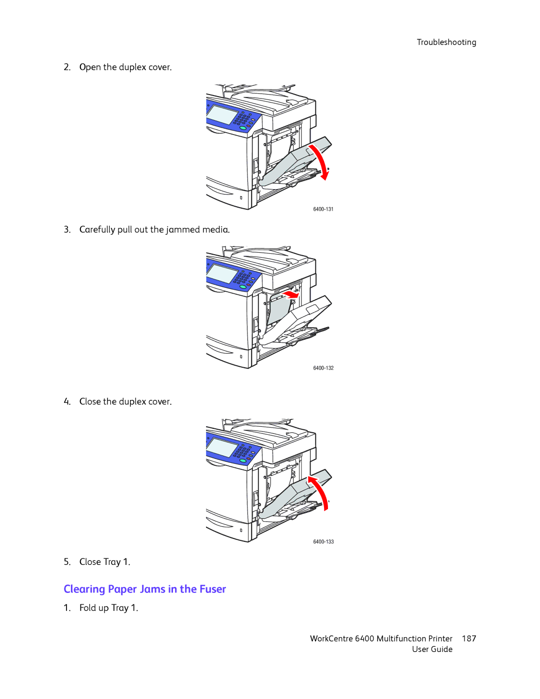 Xerox 6400 manual Clearing Paper Jams in the Fuser 