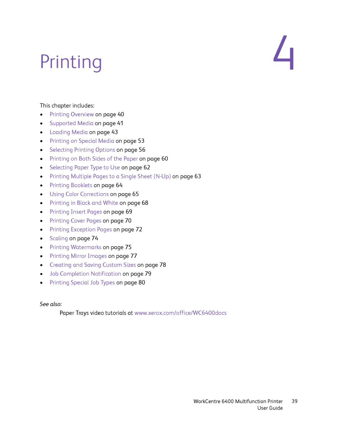 Xerox 6400 manual Printing4 