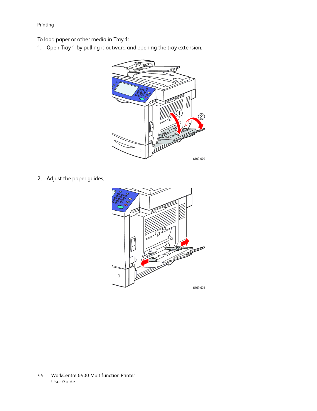 Xerox 6400 manual Adjust the paper guides 