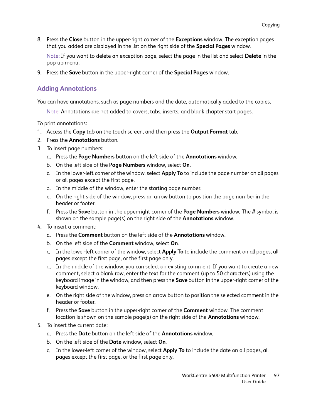 Xerox 6400 manual Adding Annotations 