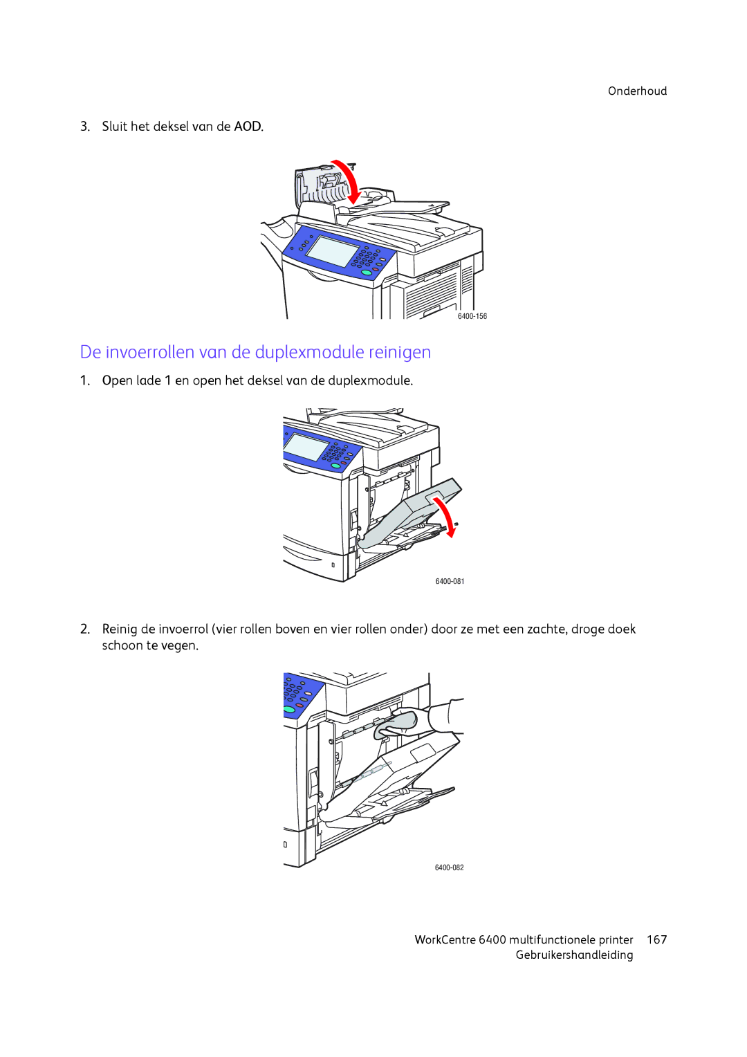 Xerox 6400 manual De invoerrollen van de duplexmodule reinigen 