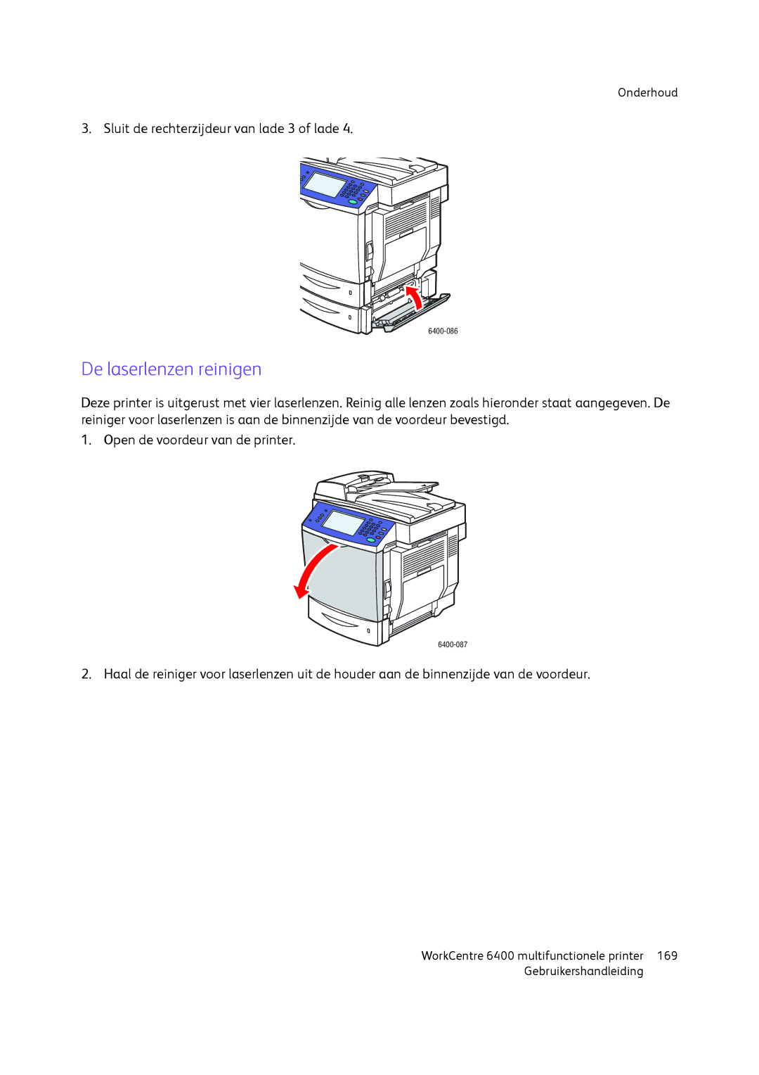 Xerox 6400 manual De laserlenzen reinigen 