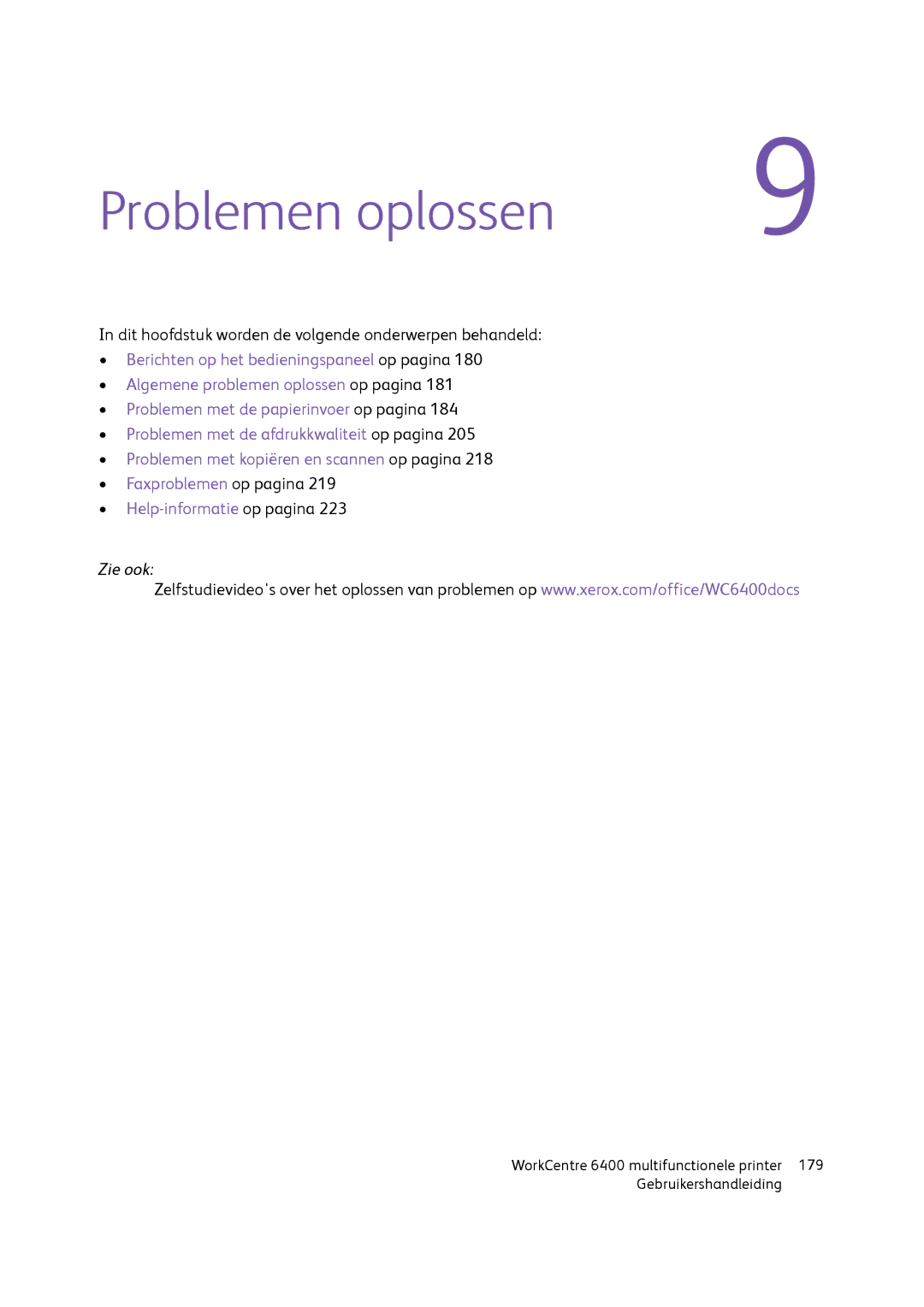 Xerox 6400 manual Problemen oplossen 