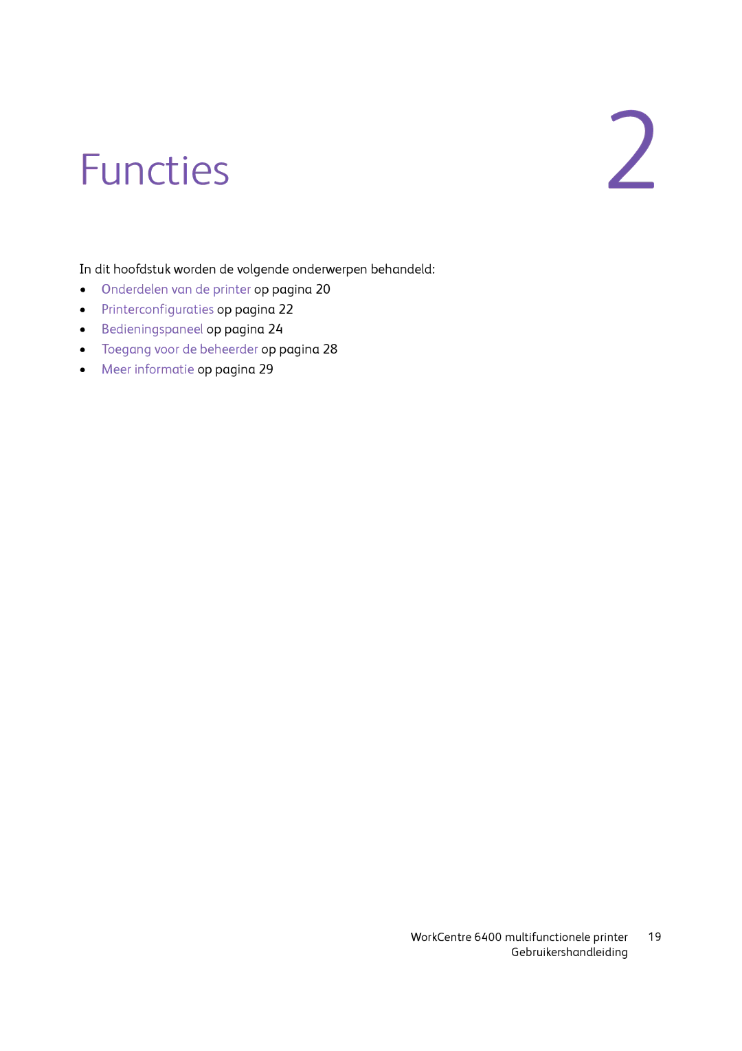 Xerox 6400 manual Functies2 