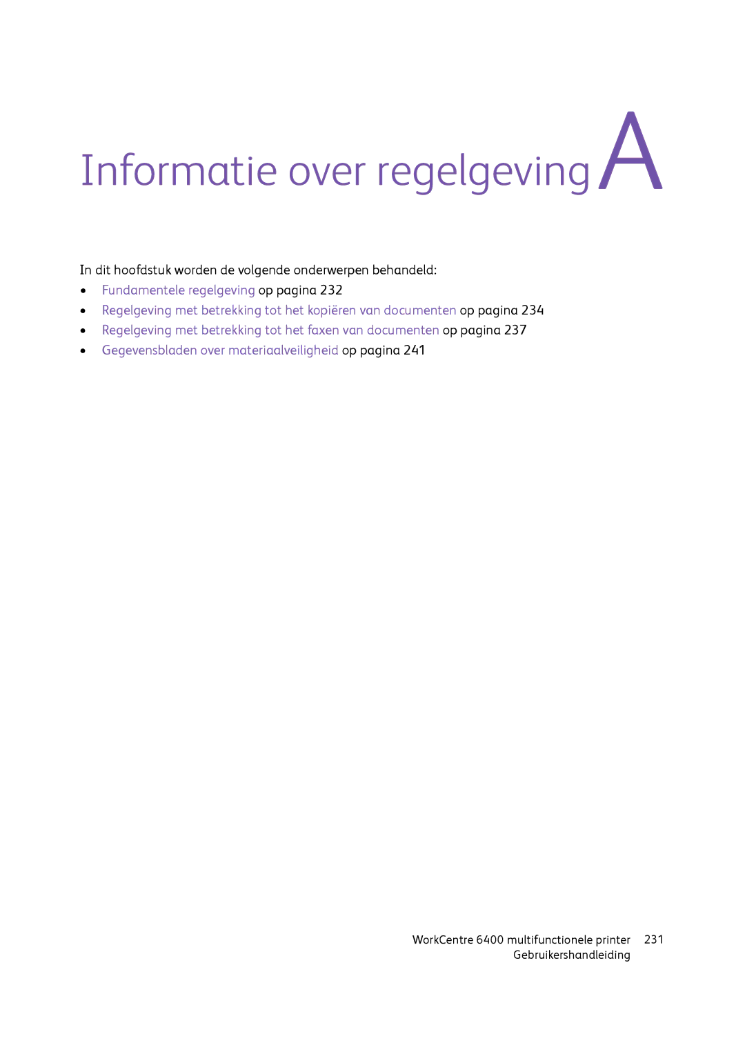 Xerox 6400 manual Informatie over regelgeving a 