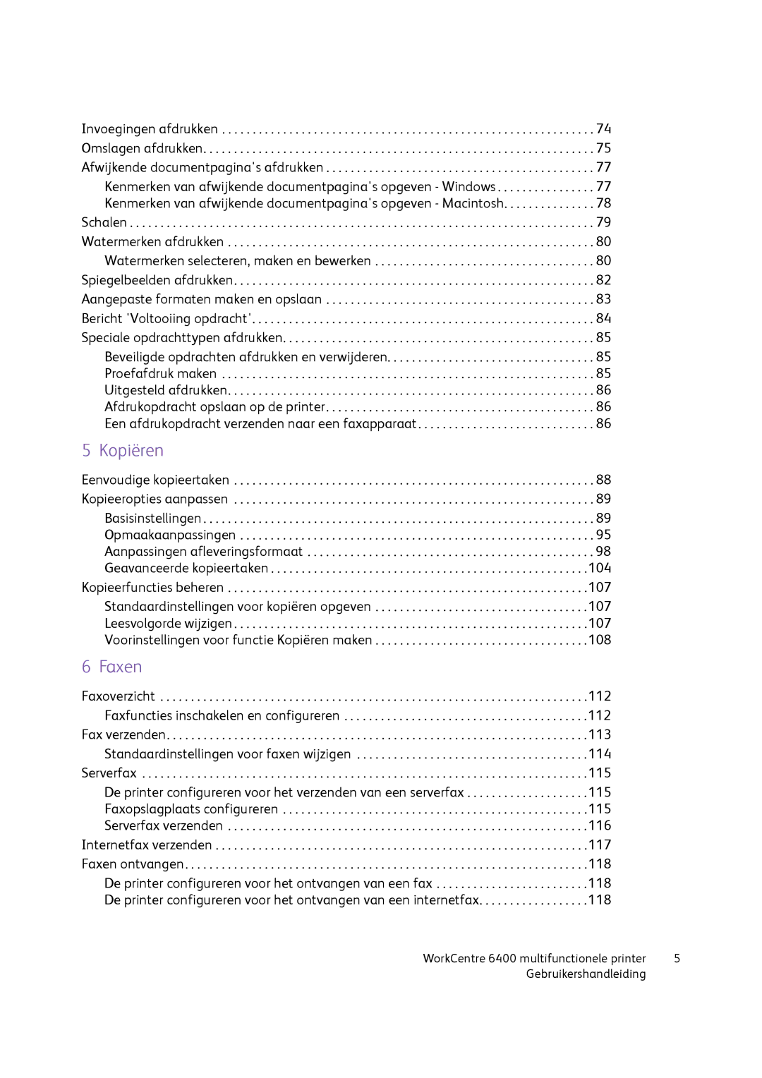 Xerox 6400 manual Kopiëren 