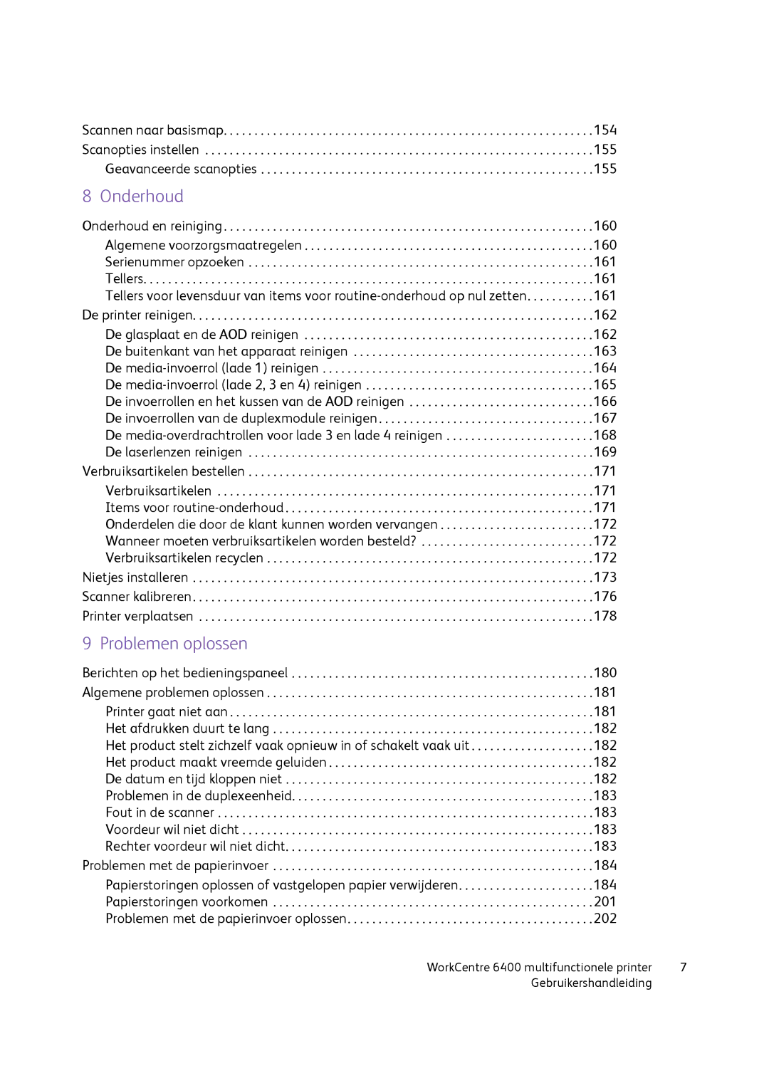 Xerox 6400 manual Onderhoud 