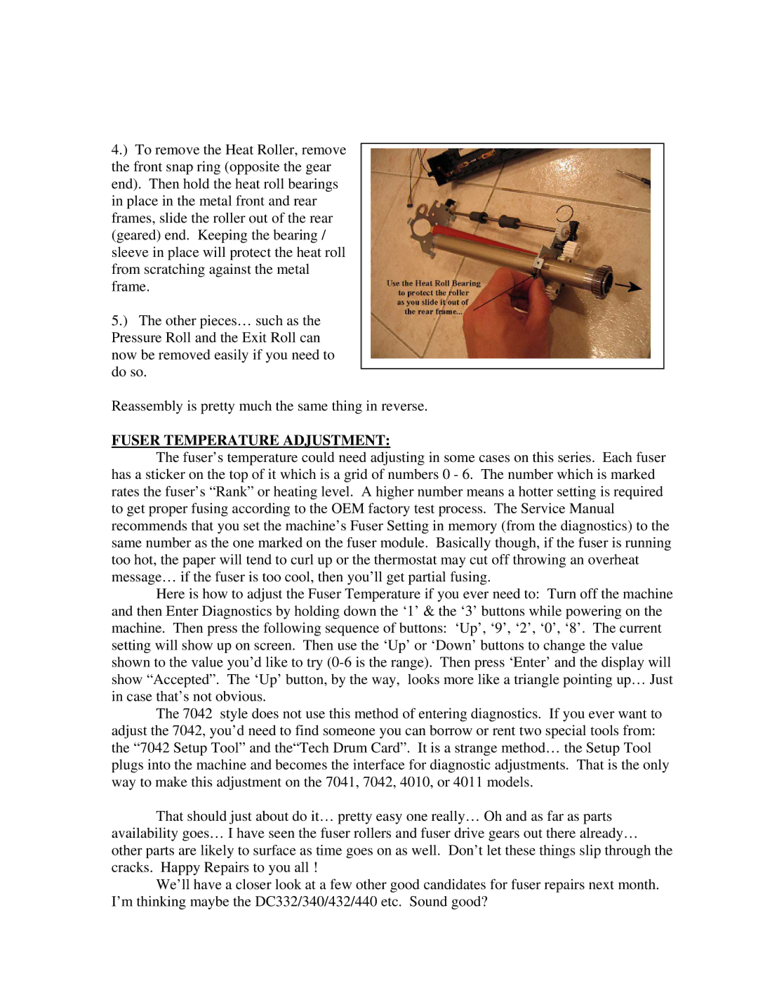 Xerox 645 manual Fuser Temperature Adjustment 