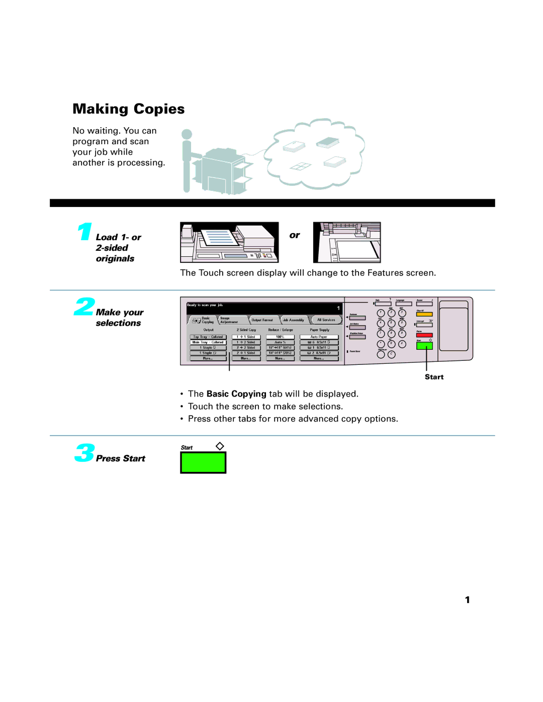 Xerox C65, C75, C90, 65, 75, 90 manual Making Copies 