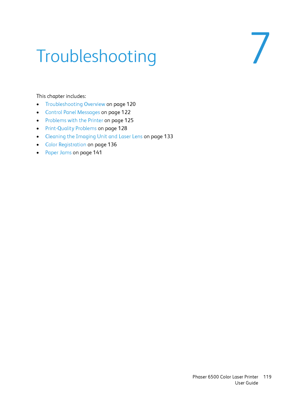 Xerox 6500 manual Troubleshooting7 