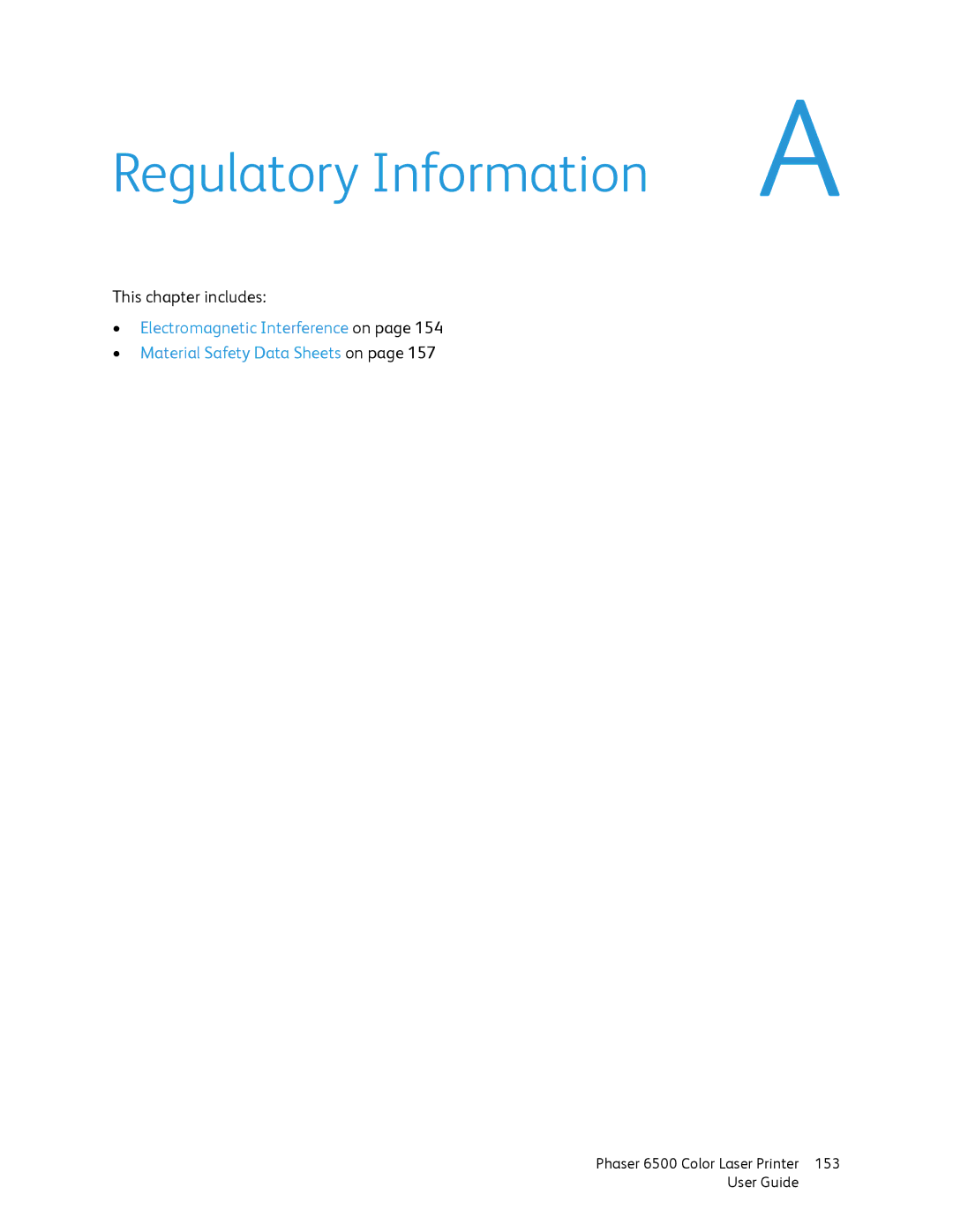 Xerox 6500 manual Regulatory Information 