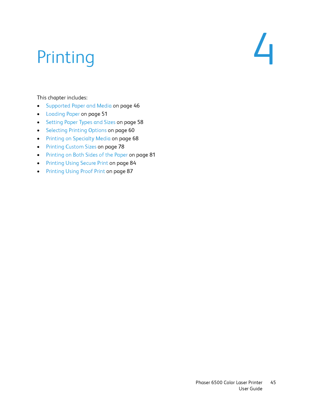 Xerox 6500 manual Printing4 