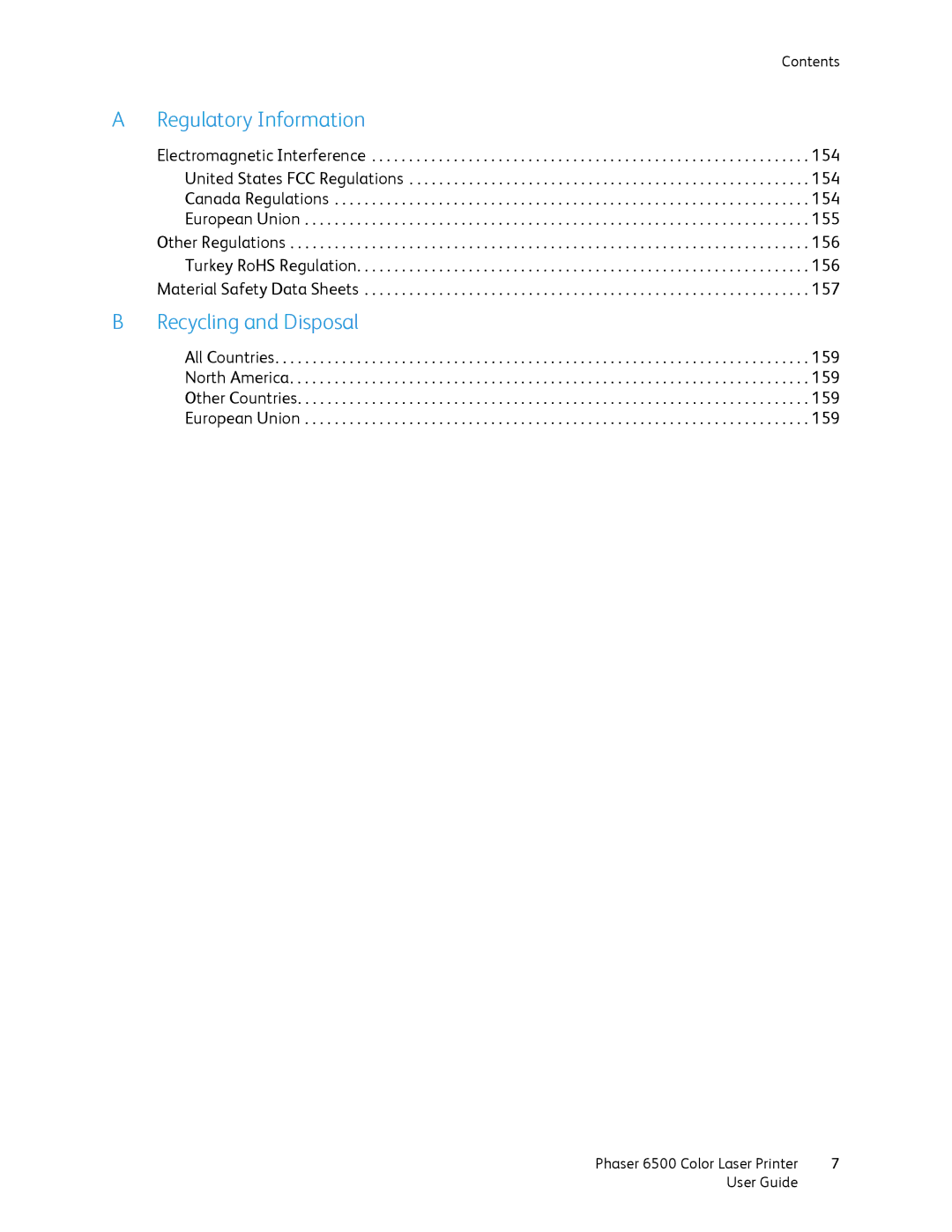 Xerox 6500 manual Regulatory Information 