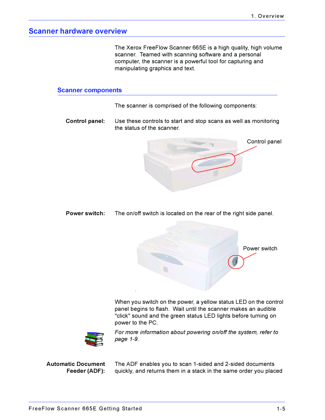 Xerox 665E manual Scanner hardware overview, Scanner components 
