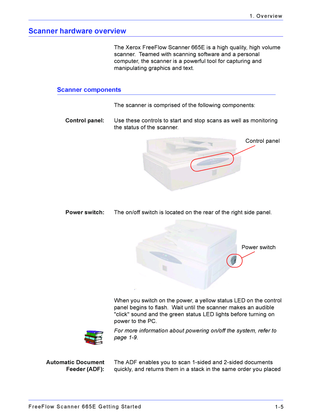 Xerox 665E manual Scanner hardware overview, Scanner components 