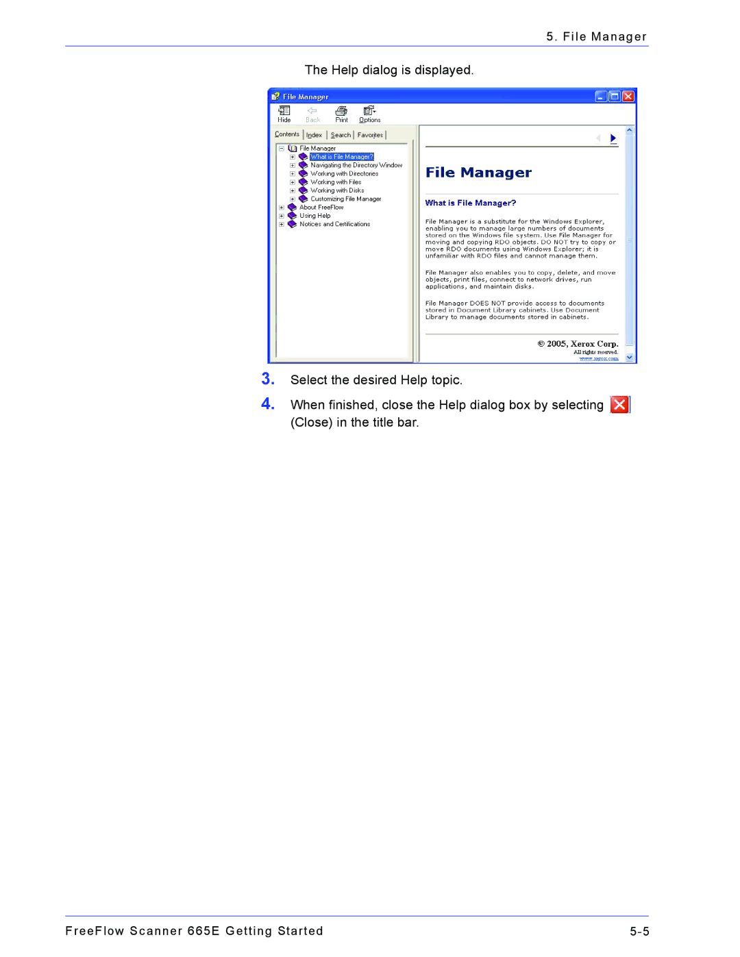 Xerox 665E manual File Manager 