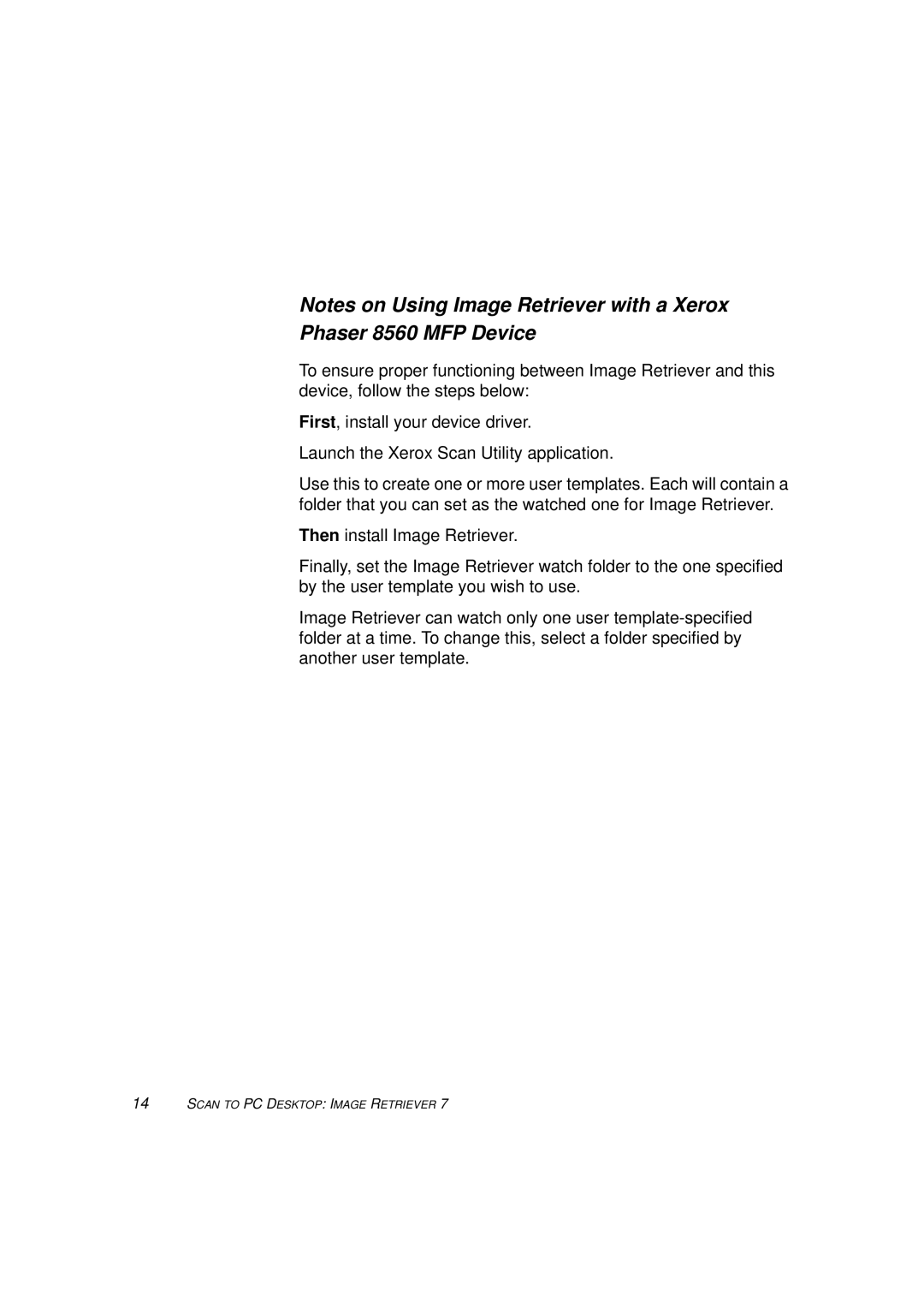 Xerox 7 manual Scan to PC Desktop Image Retriever 