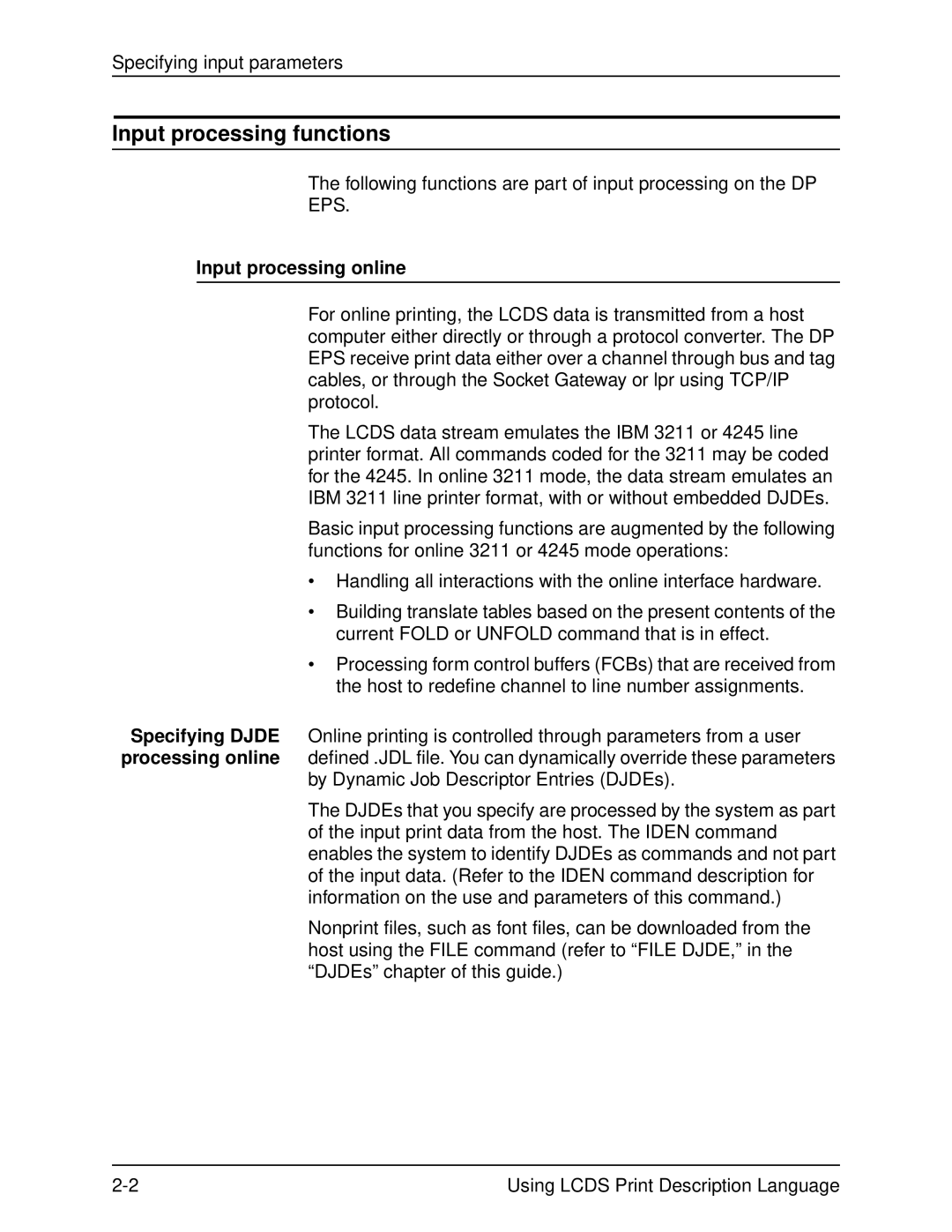 Xerox 701P21091 manual Input processing functions, Input processing online 