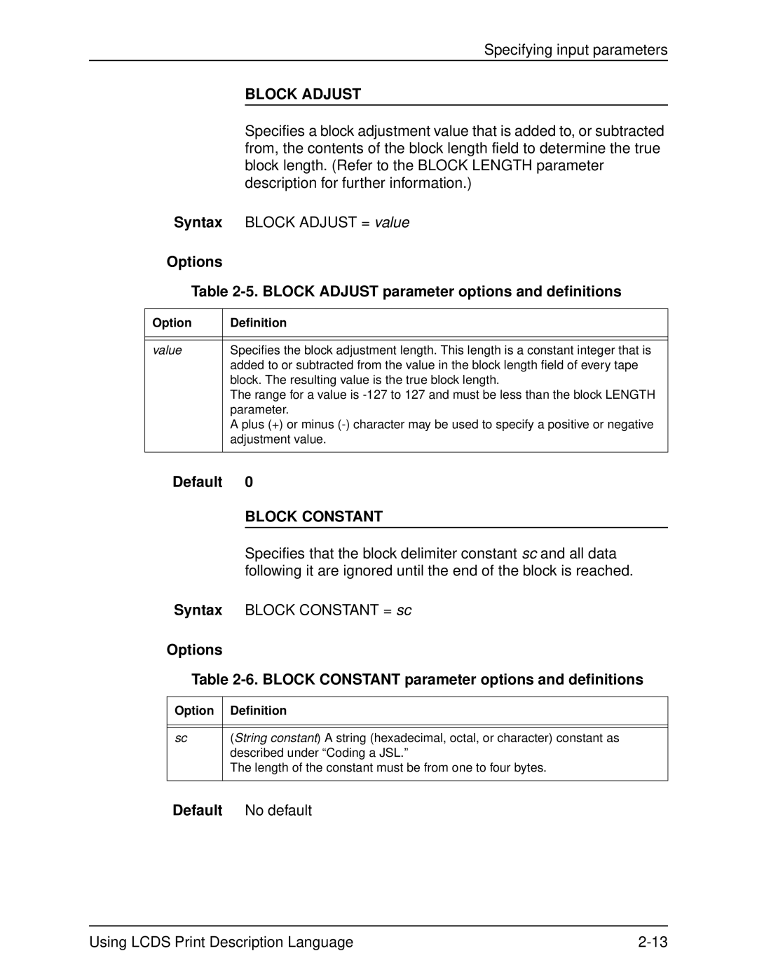 Xerox 701P21091 manual Block Adjust, Block Constant, Default 