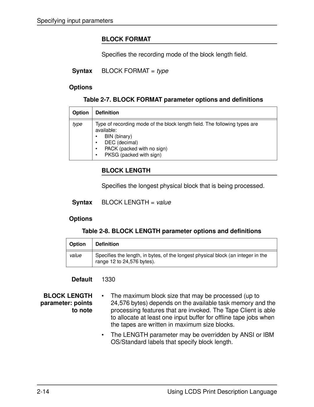 Xerox 701P21091 manual Block Format, Block Length 