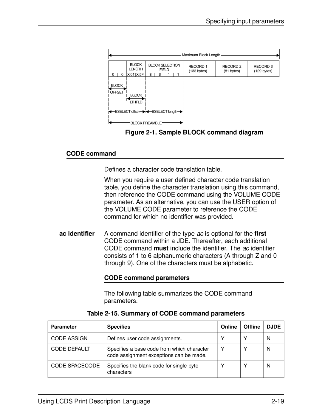 Xerox 701P21091 manual Summary of Code command parameters, Parameter Specifies Online Offline 